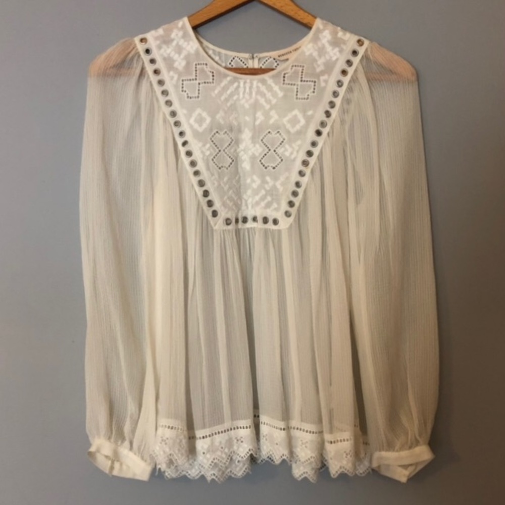 Rebecca Taylor white sheer swing blouses. Size 0
